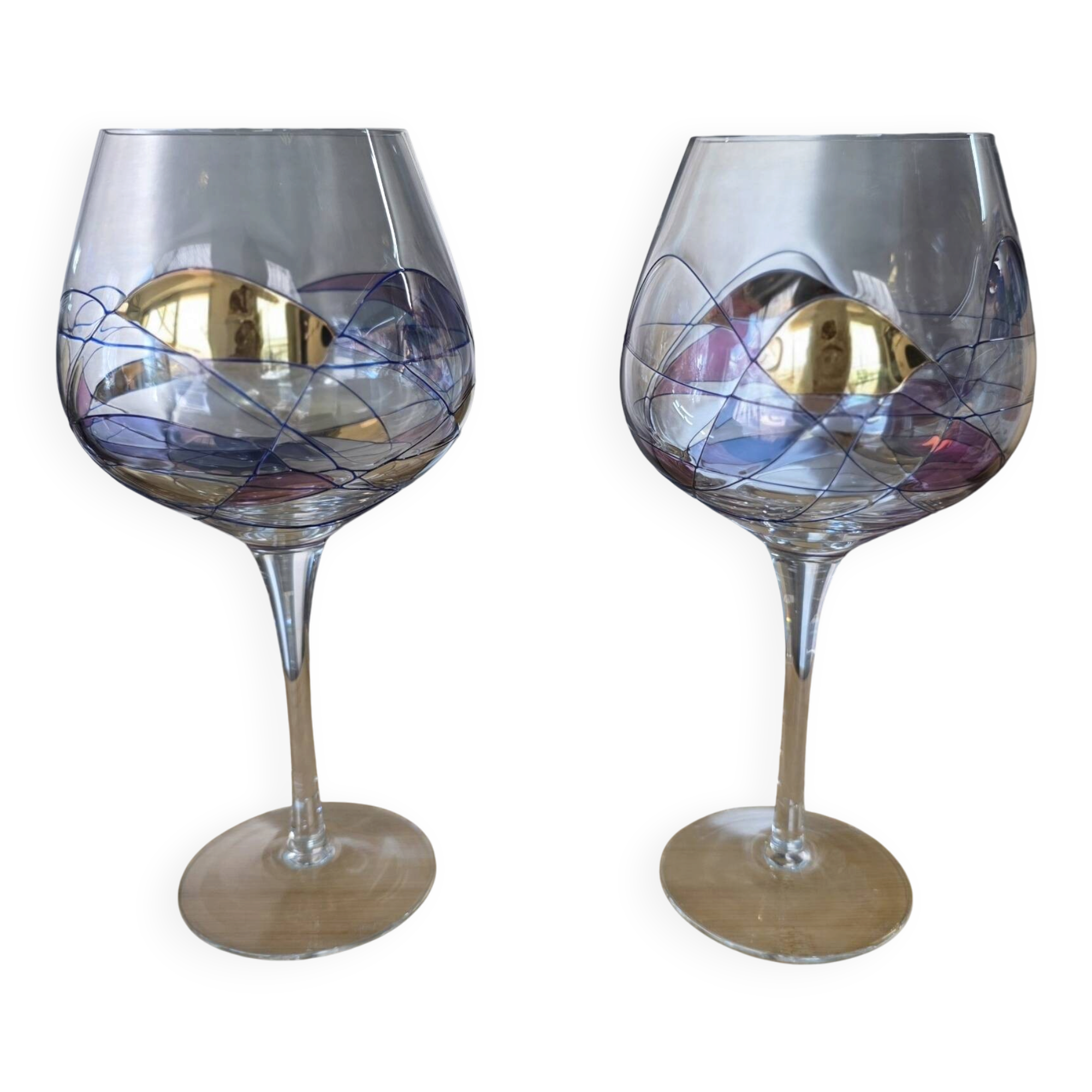 Pair of large tasting glasses / balloon in Paris crystal