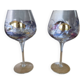 Paire de grands verres à dégustation / ballon en cristal de Paris