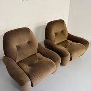 Lot of 2 cosy fabric armchairs, French design, vintage 1970s.