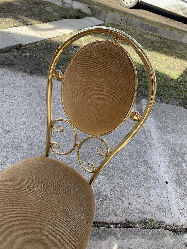 Vintage Paolo Salice set — Smoked glass table and 4 yellow straw chrome metal chairs (set of 5)