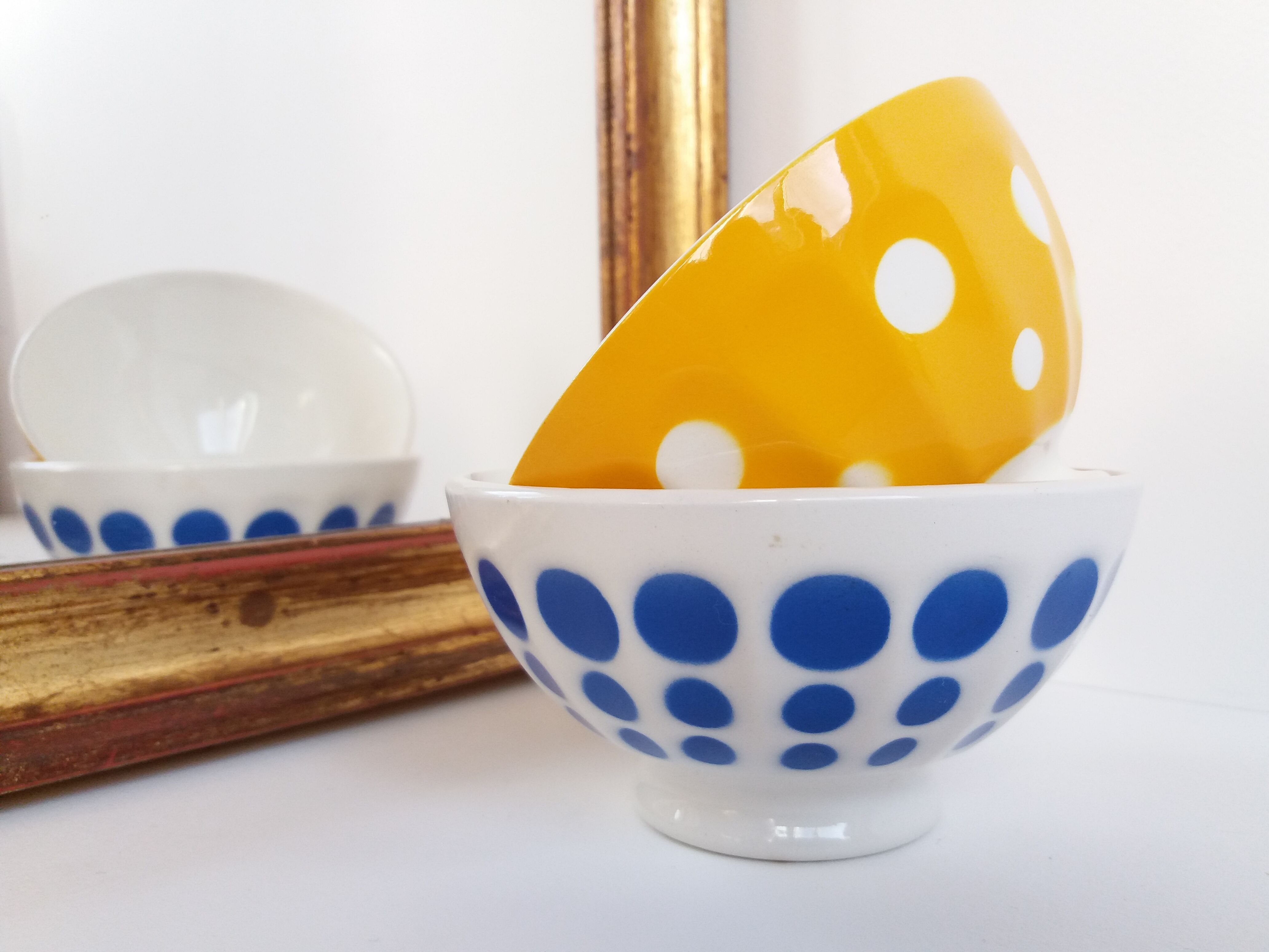 Set 2 polka dot bowls