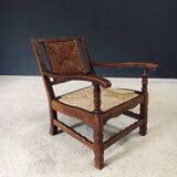 Arts & Crafts Handcrafted Low Lounge Armchairs, Belgium, 1920s, Set of 2