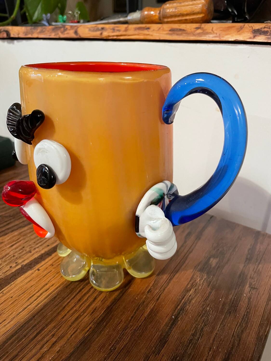Vase chope verre Murano clown vintage