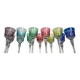 Set of twelve glasses in crystal tinted in different colours and cut with stars.