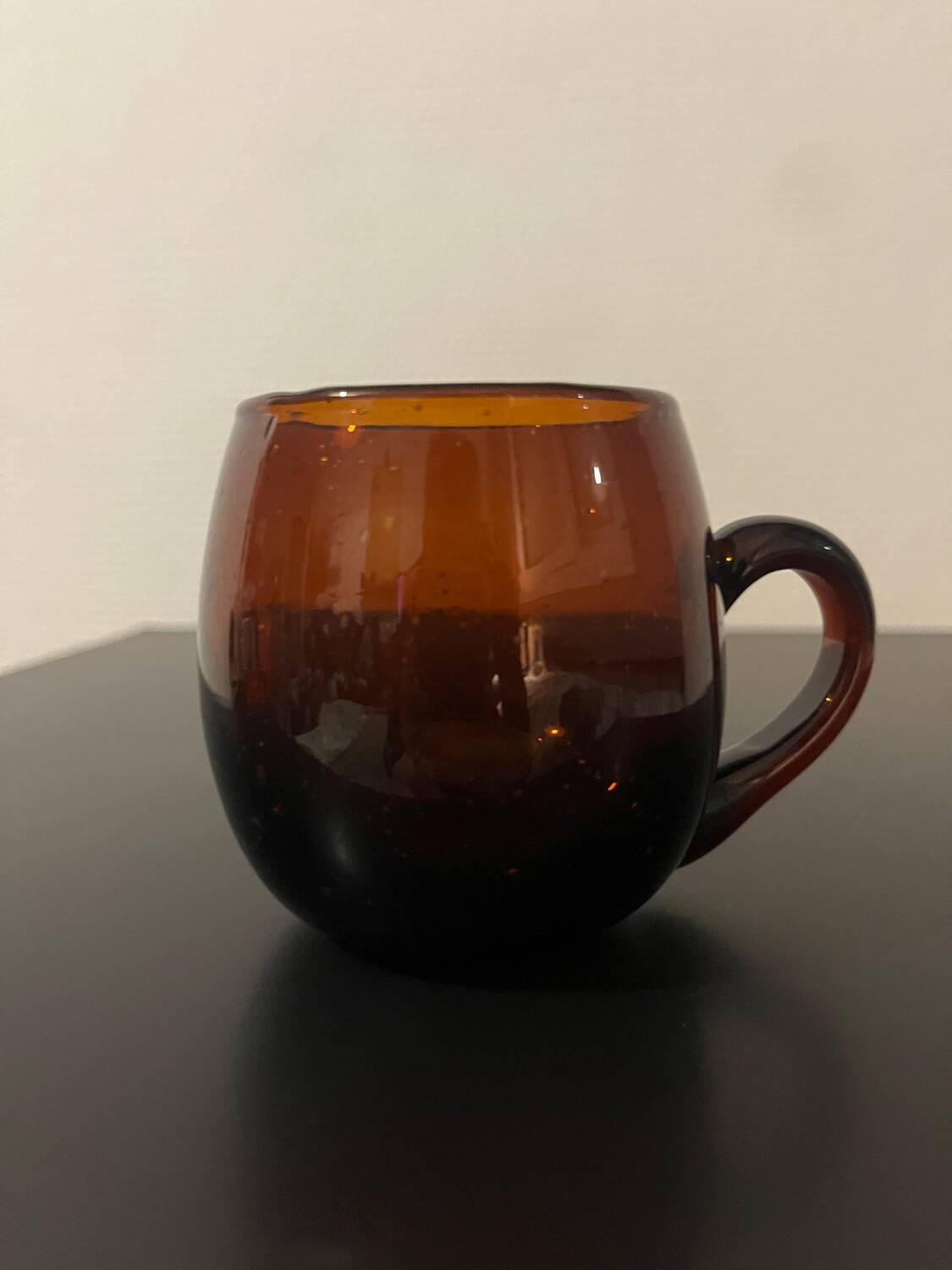 4 tasses verre bullé avec sous tasse marron clair