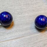 Pair of vintage chrome and blue coat hooks