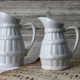 2 old french pitchers in white ceramic, circa 1960