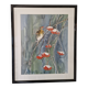 Original framed watercolor bird on snowy rowan tree