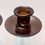 Set of Three Aquamarine and Brown Murano Glass Candleholders, Italy
