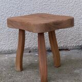 Vintage solid elm tripod stool 1960