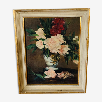 Cadre et toile Édition Braun & Cie • 1961 • Manet • Vase de pivoines Peonies • 39360