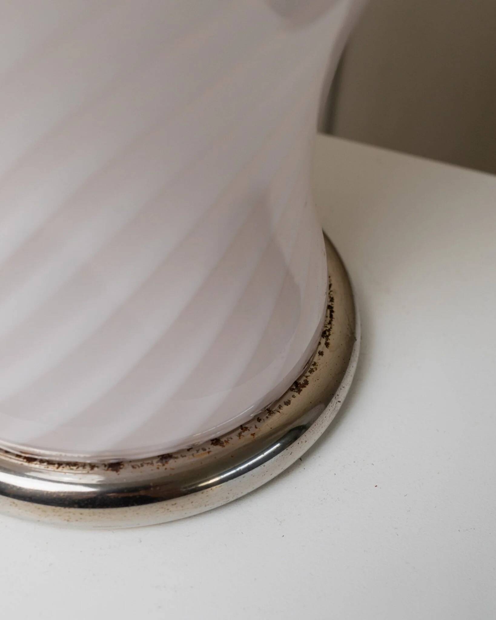 XXL Murano Glass Table Lamp, 1970s Italy, soft pink opaline – hand-blown glass with brass base