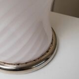 XXL Murano Glass Table Lamp, 1970s Italy, soft pink opaline – hand-blown glass with brass base