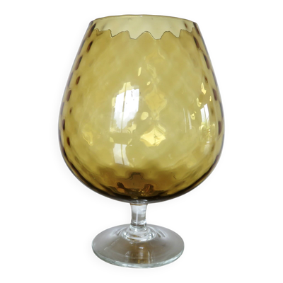 Grand vase Italy, Empoli, en verre ambré texturé, années 60 70