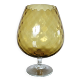 Large vase Italy, Empoli, in textured amber glass, 1960s 70s.