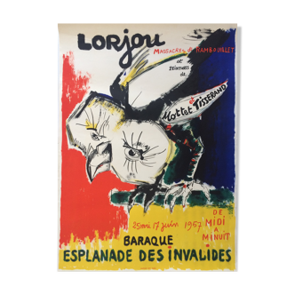 Bernard LORJOU, Esplanade des Invalides, 1957. Affiche originale d'exposition en lithographie
