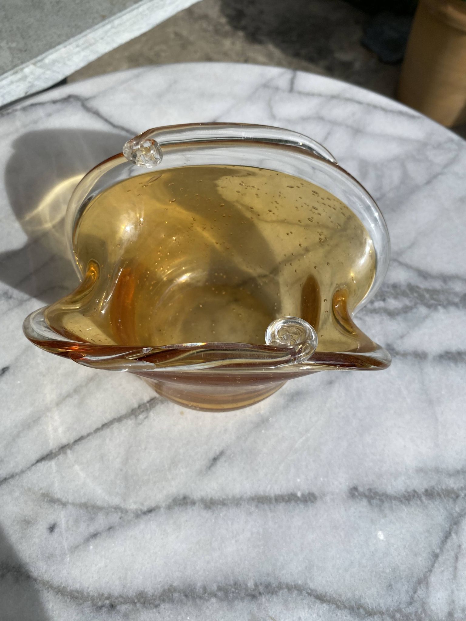 Vintage en Verre Bullé Ambré