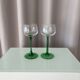 Set of 6 Vintage Luminarc France Green Stem Wine Glasses | French Glassware