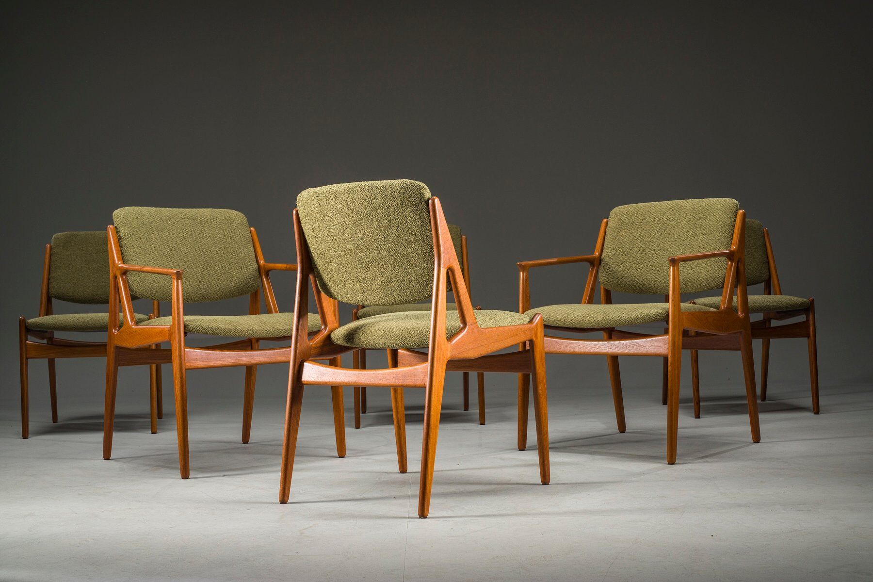Danish Ella chairs in teak attributed to Arne Vodder for Vamo Sønderborg, 1960s, set of 6