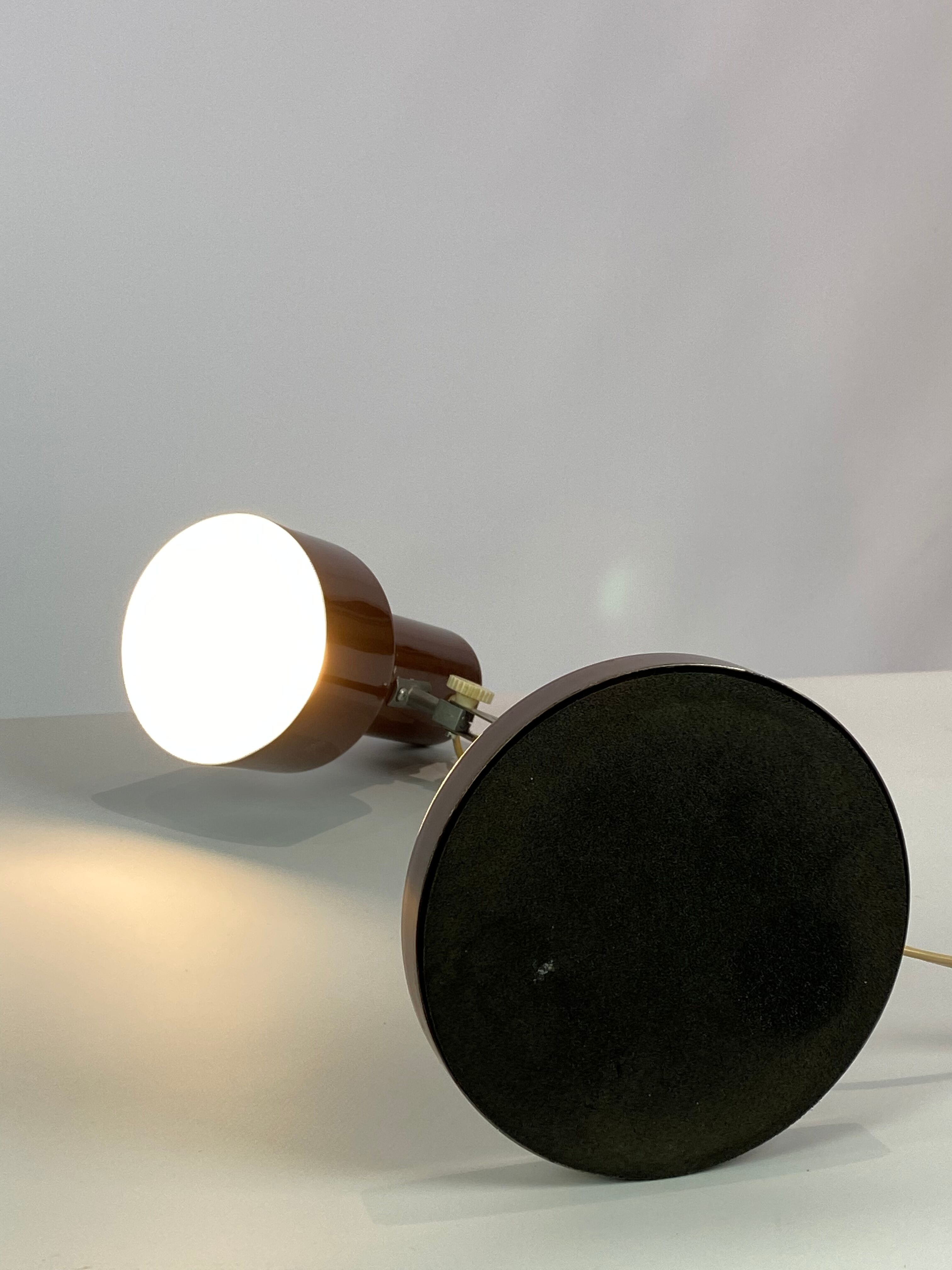 Table lamp in brown lacquered metal, of Danish design from the 1970s