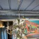 Flower painted metal chandelier