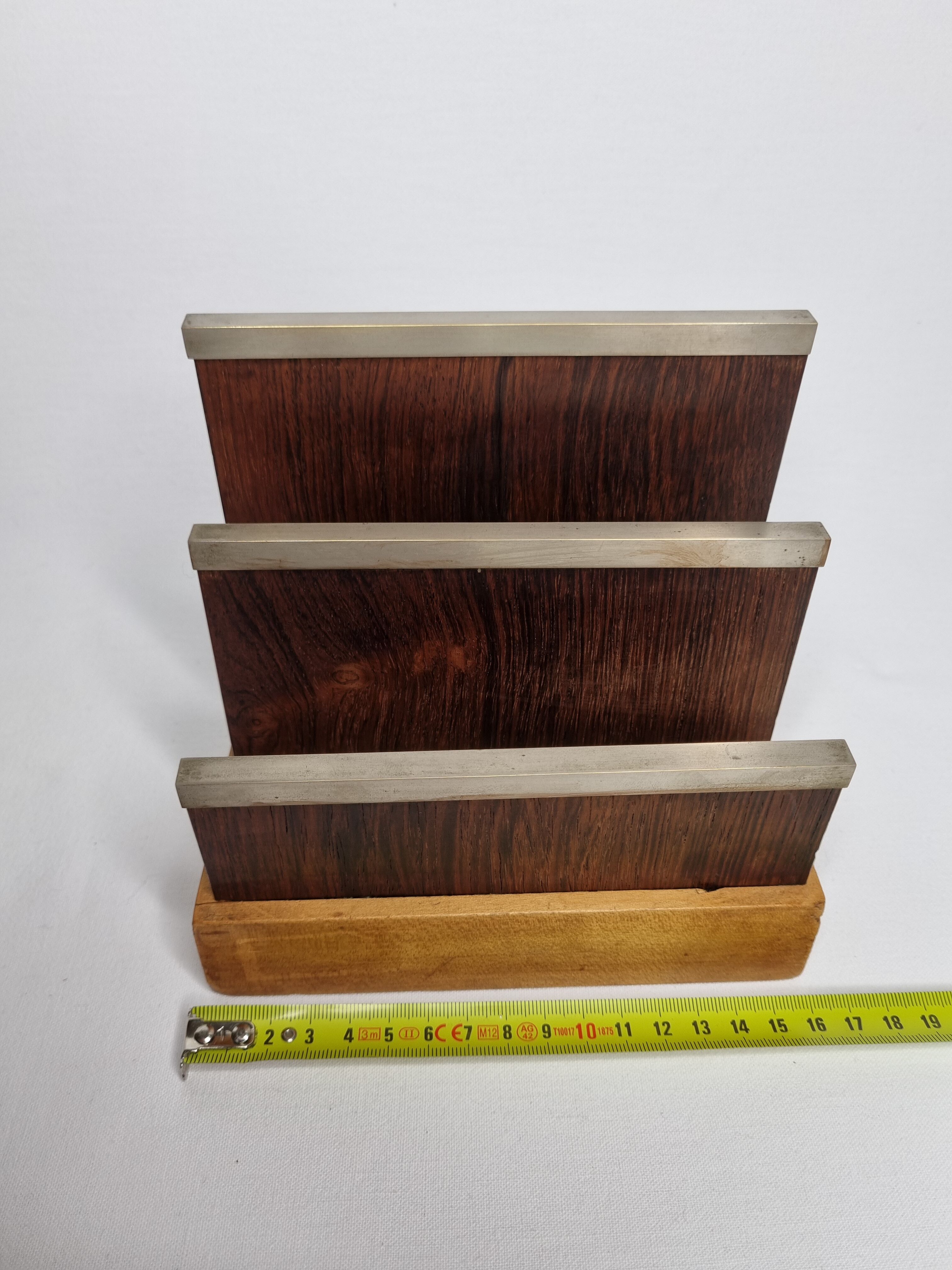 Art Deco letter carrier in precious wood and metal