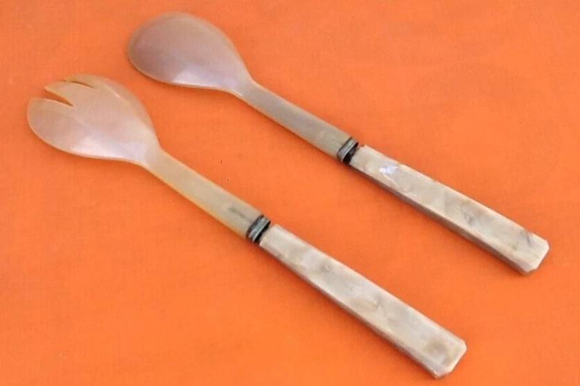 1930s Art Deco Salad Bowl/Lamb Carving Set Sauzedde Cutlery