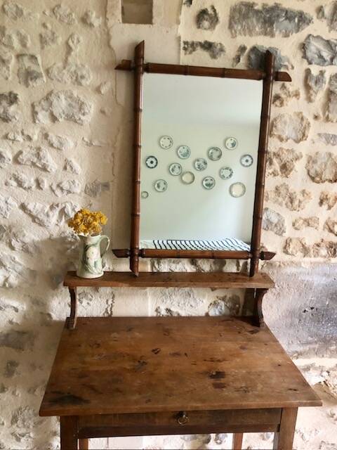 Large bamboo mirror from the 1950s