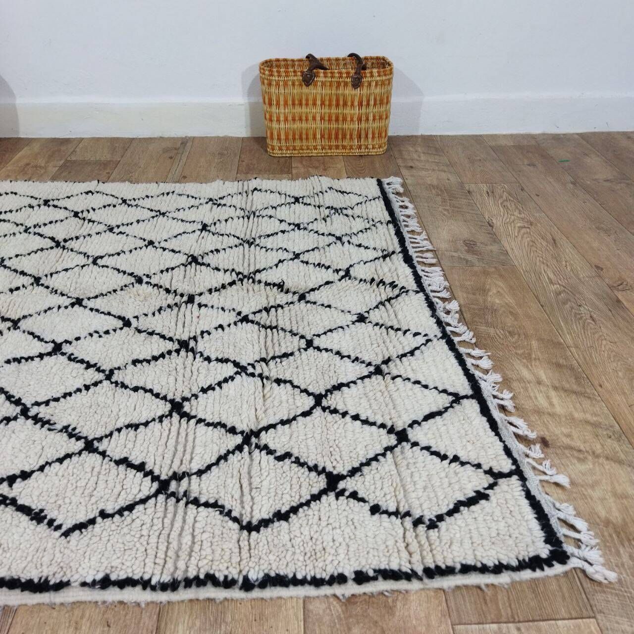 Handmade wool Berber rug 220 X 130 CM