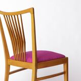 Vintage Magenta Upholstered Beech Dining Chair – Germany, 1960s–1970s