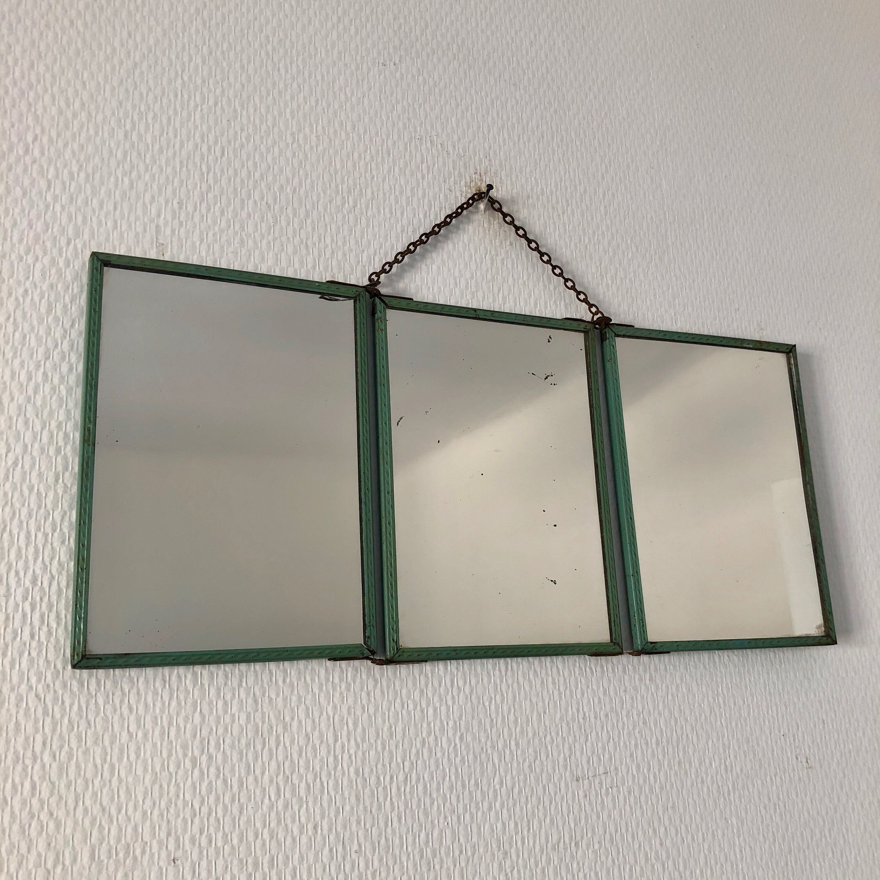 Miroir triptyque barbier 18x41 vintage 1940
