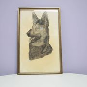 Golden frame with drawing of shepherd