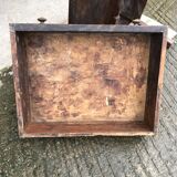 Old coffee table from the Guérandais region in solid oak with 2 front drawers