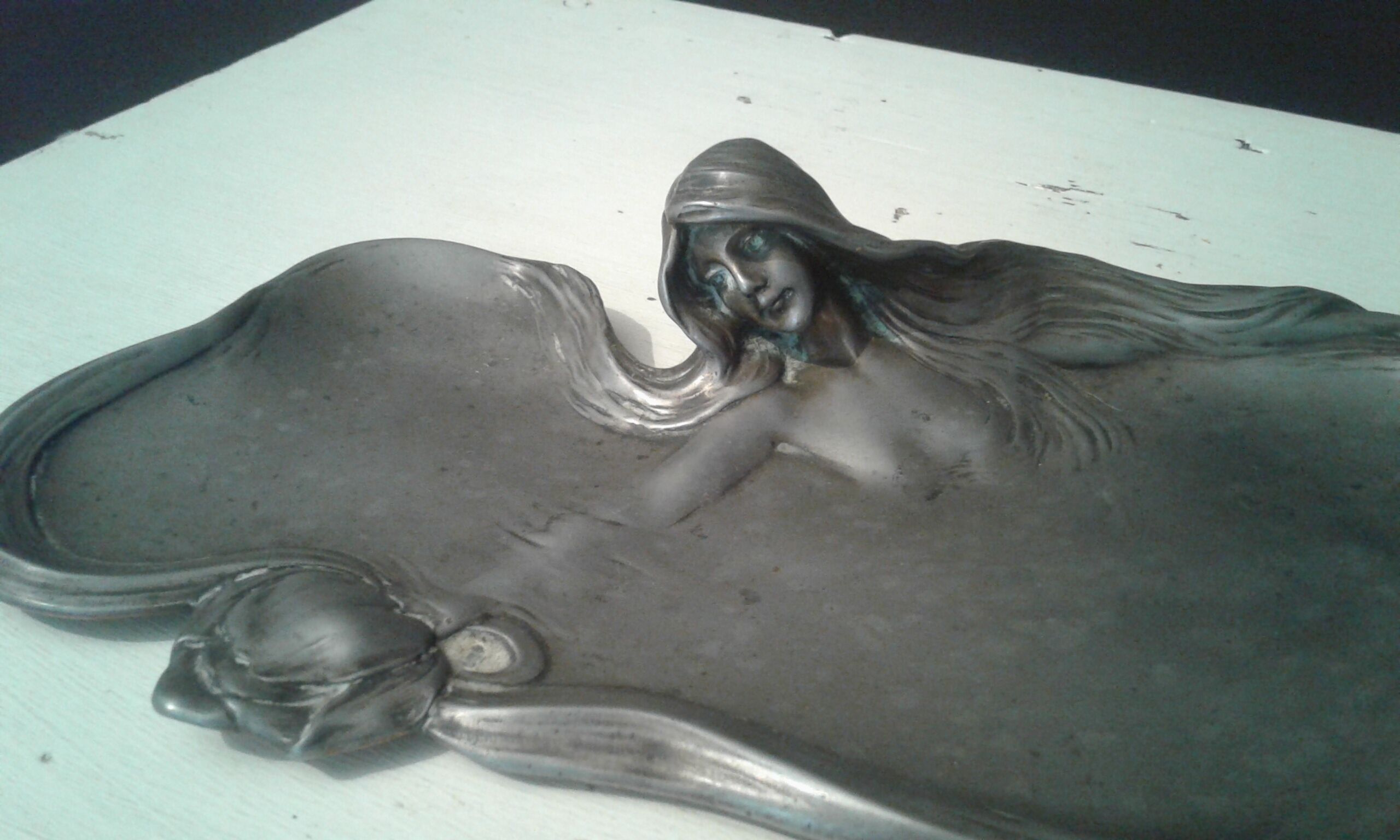 Tin trinket bowl Art Nouveau