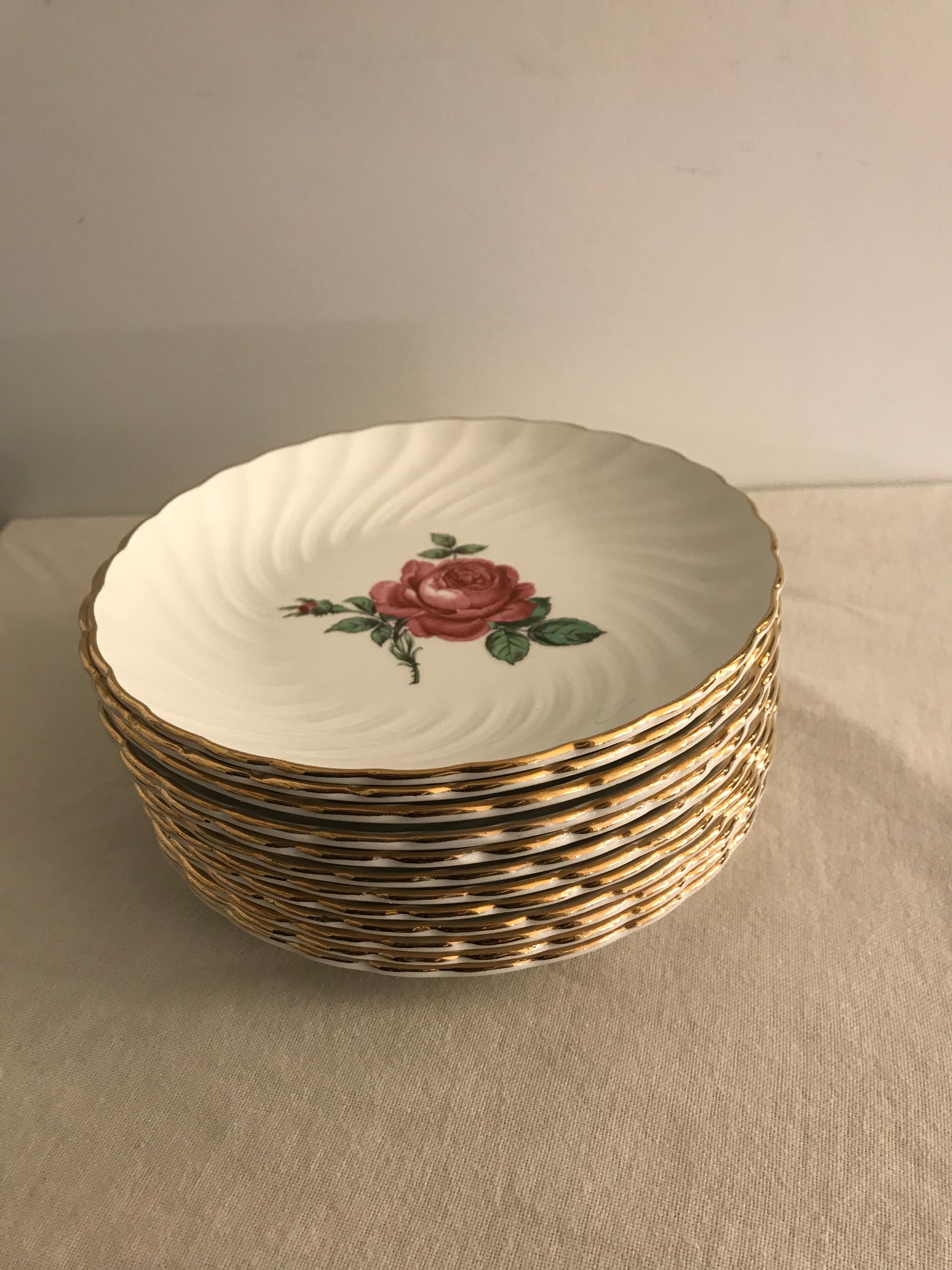 12dessert plates Gien, 1960s