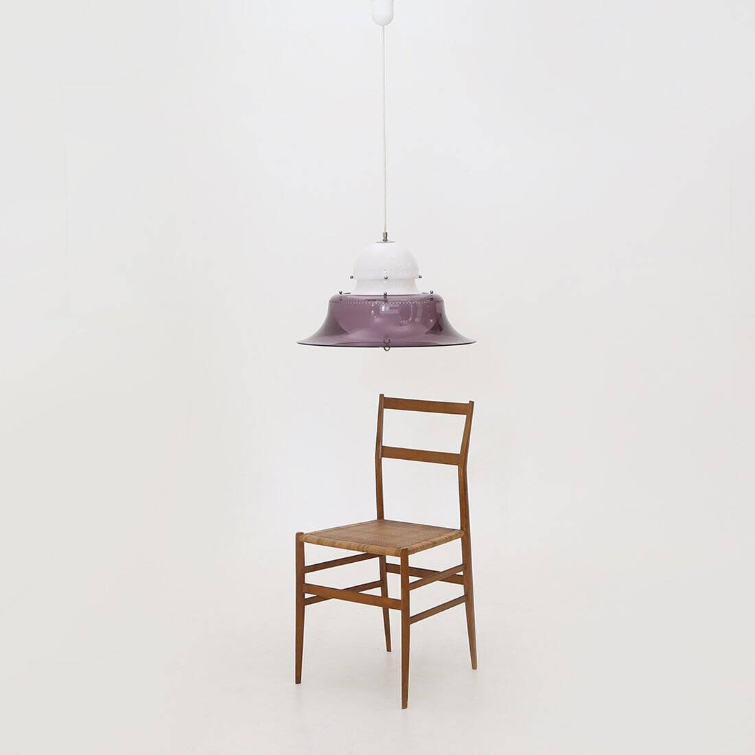 White and purple KD14 suspension by Sergio Asti for Kartell, 1970s.