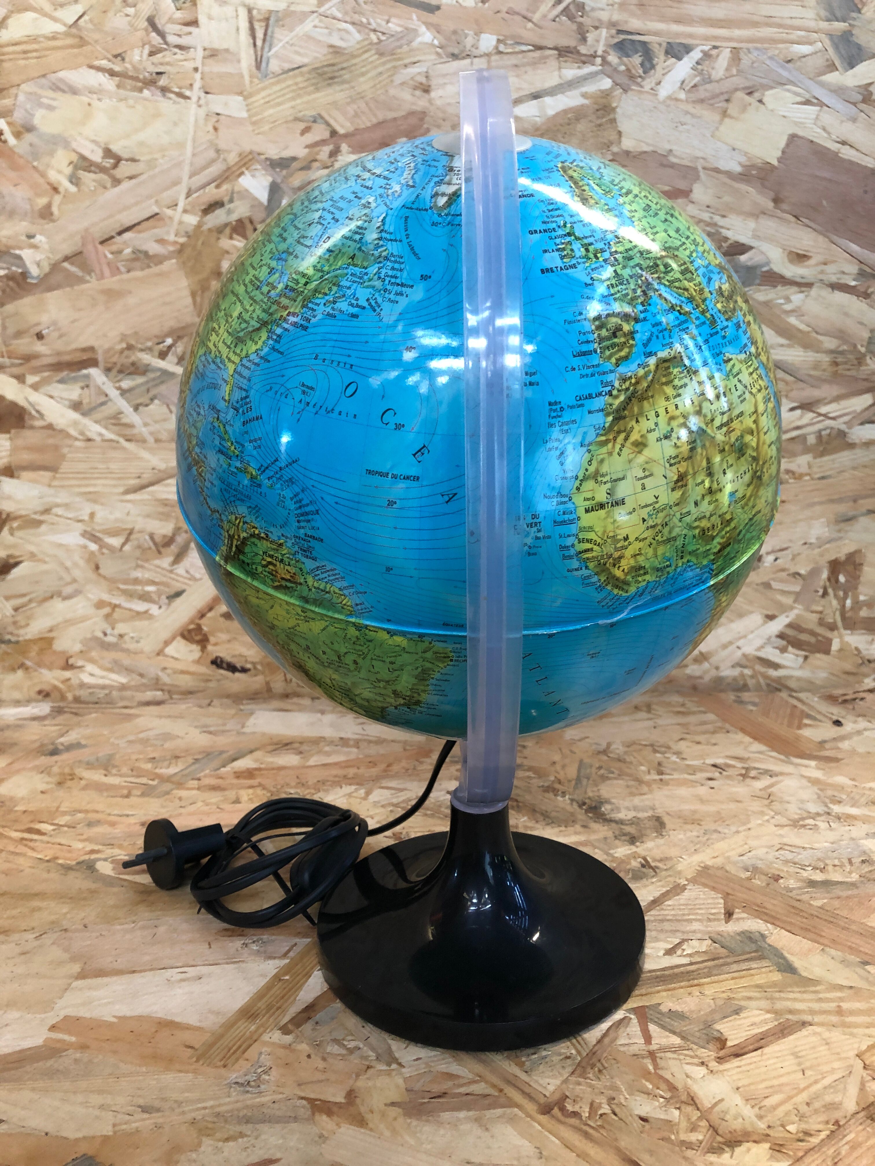 Old globe world map made in vintage Italy