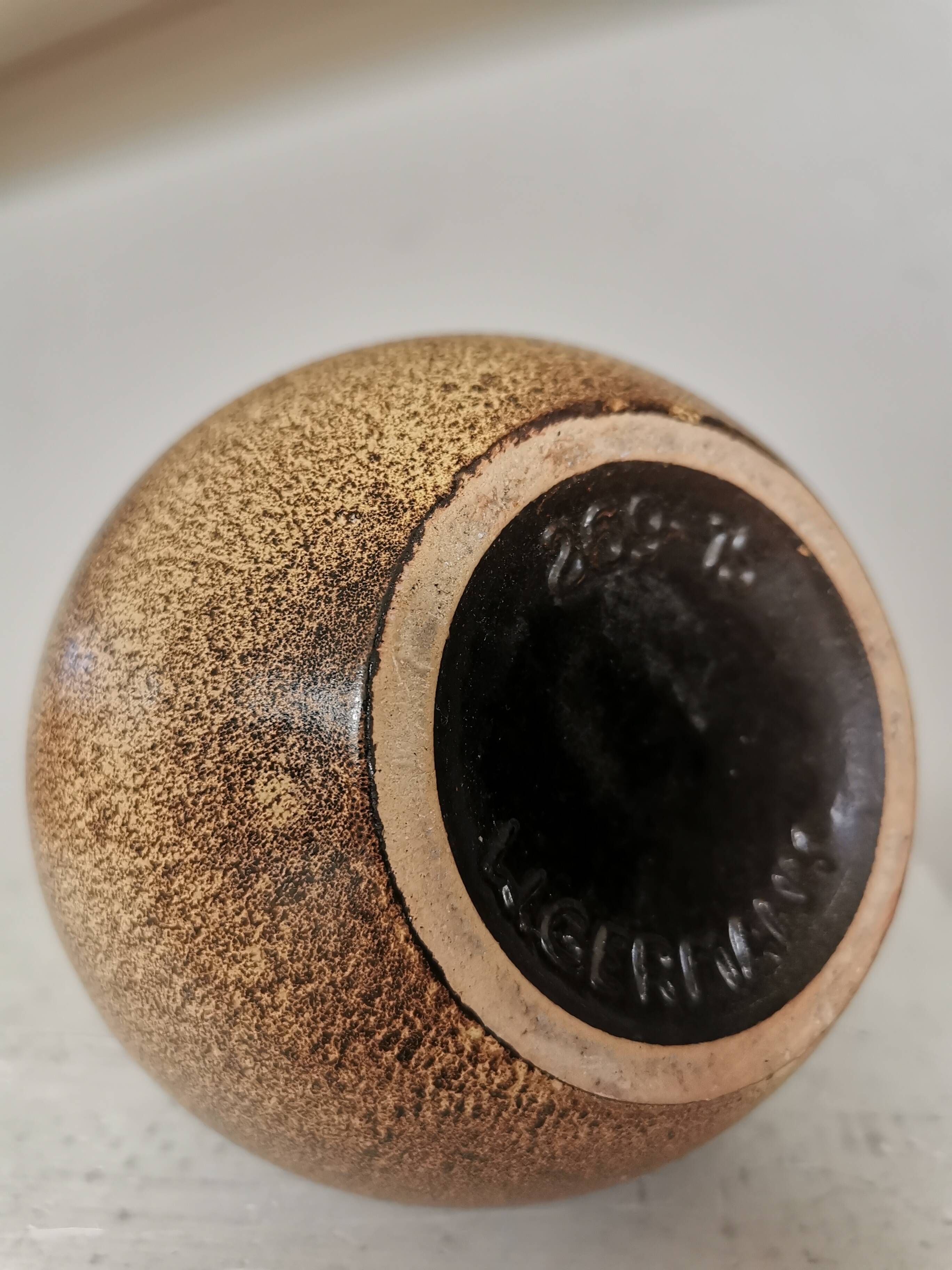 Vintage Fat Lava Vase: West German Brown Glazed Ceramic, Retro Boho Decor