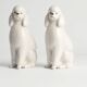 White Hand-Painted Porcelain Poodle Dogs by Lomonosov, Soviet, 1960s, Set of 2