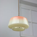 Vintage glass & brass salmon pendant lamp