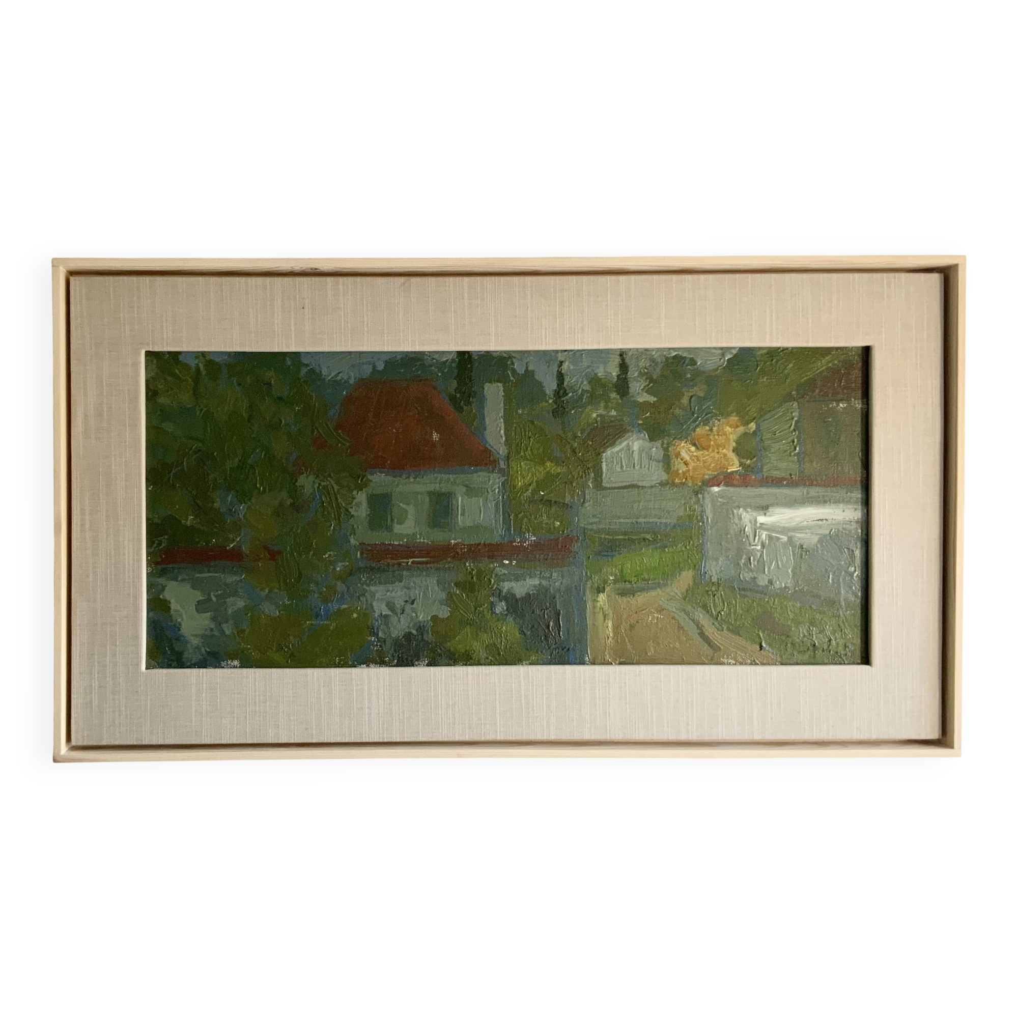 Vintage Landscape Painting“Paysage aux Robinson” By Svan Grandin 1906-1982