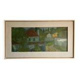 Vintage Landscape Painting“Paysage aux Robinson” By Svan Grandin 1906-1982