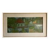 Tableau Paysage Vintage « Paysage aux Robinson » Par Svan Grandin 1906-1982