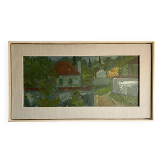 Vintage Landscape Painting“Paysage aux Robinson” By Svan Grandin 1906-1982