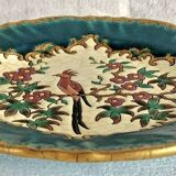 Old Longwy enamelled bird plate