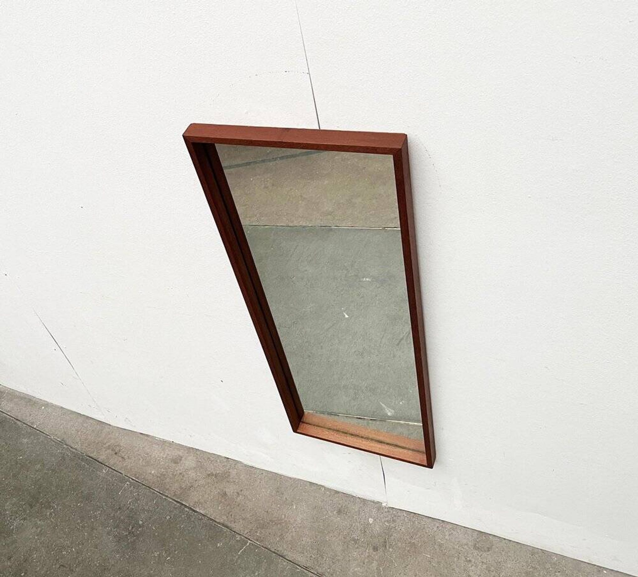 Minimalist mid-century German mirror in teak by Zier-Form, 1960s.