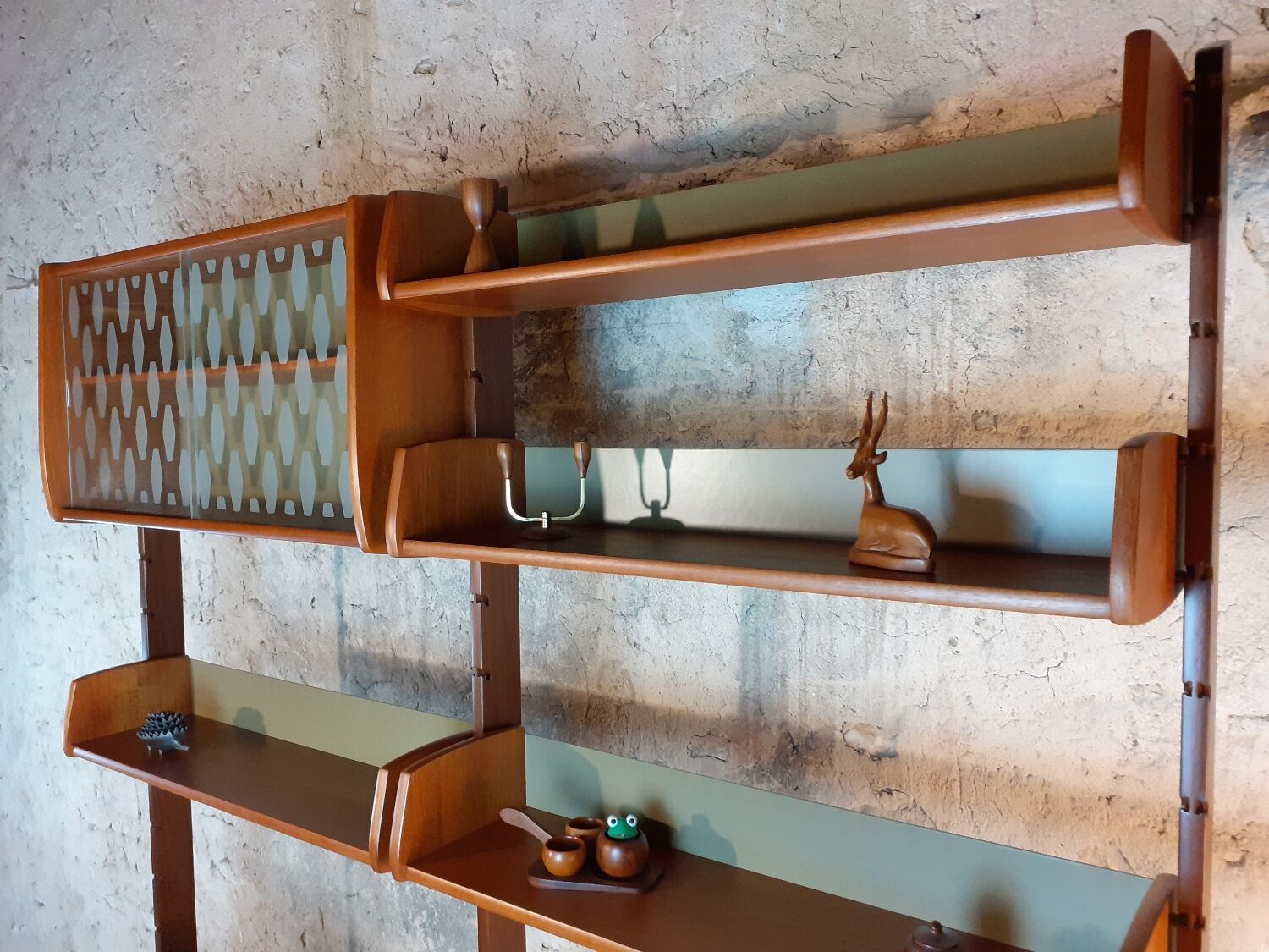 Self-supporting teak shelves ergo, vintage scandinavian 1960s