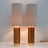 Pair of Mid-century Modern Style Italian Wood and Brass Table Lamps