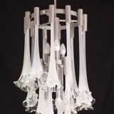 Great Design Murano Glass White Chandelier “Calle” by Venini, 1970