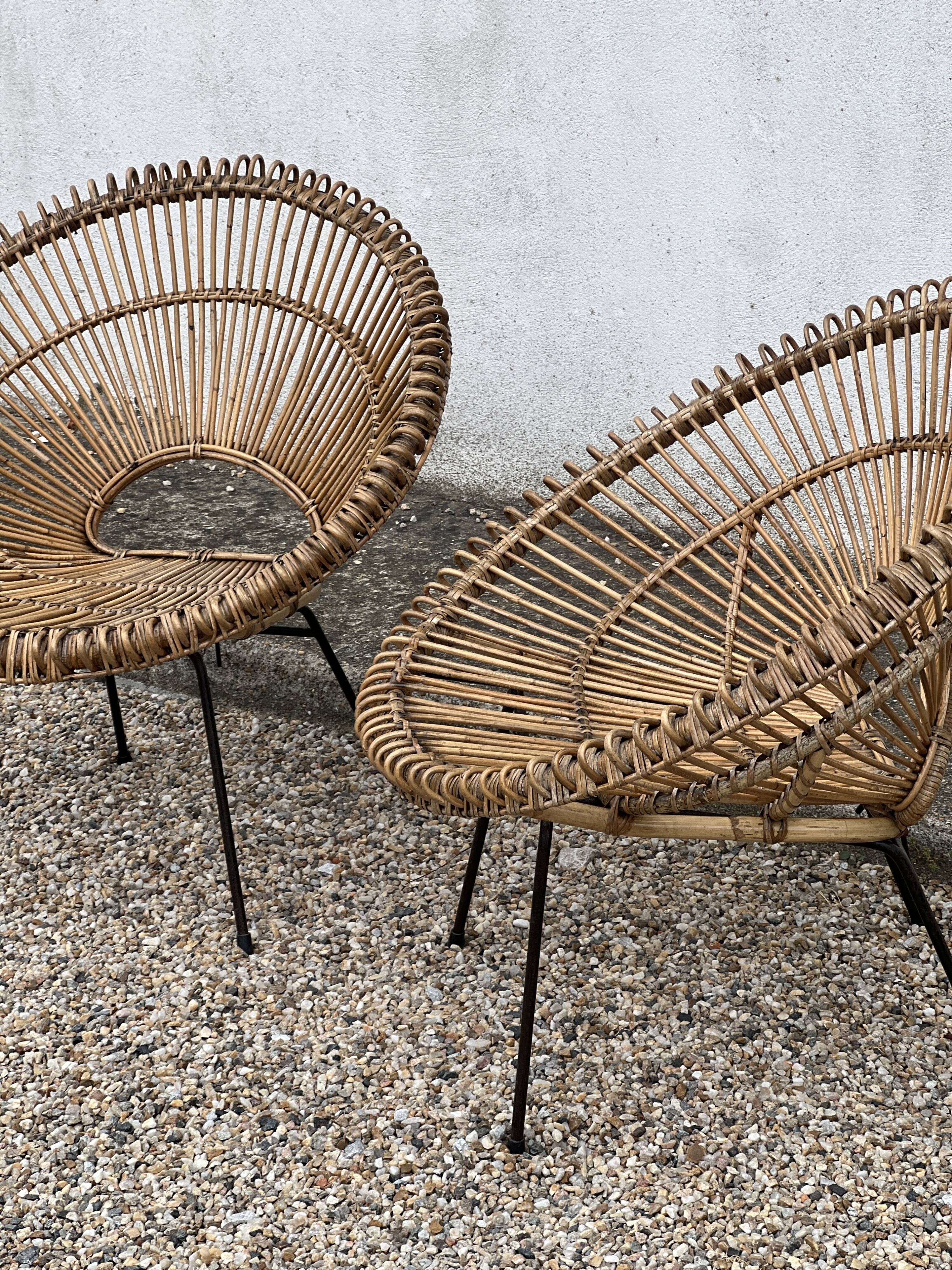 Pair of rattan armchairs